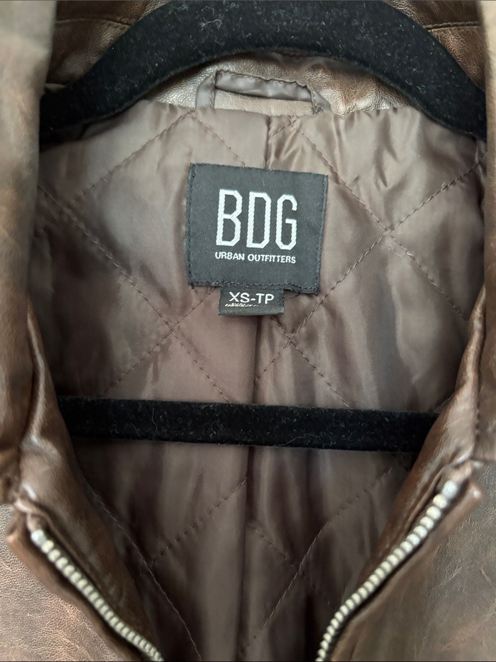 BDG Chocolate Brown Vegan Leather Zip-Up Jacket - Picture 2 of 4